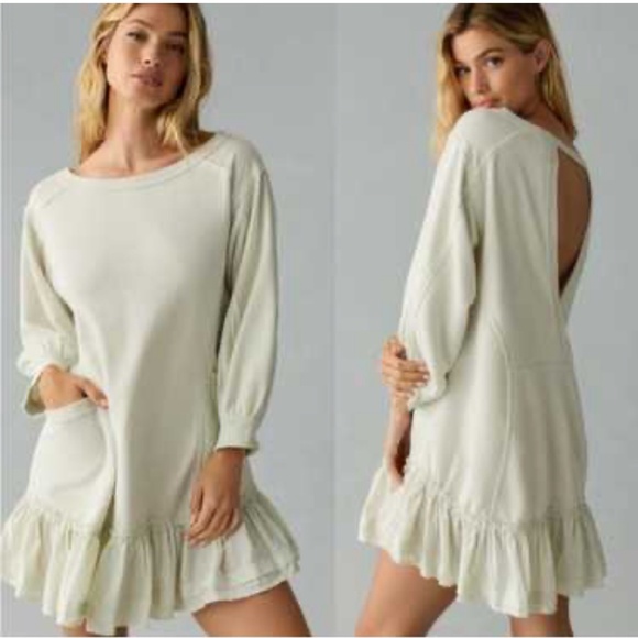 ANTHROPOLOGIE DAILY PRACTICE ELDRIDGE OVERSIZED RUFFLE EDGE DRESS POCKETS NWT S - Picture 1 of 11